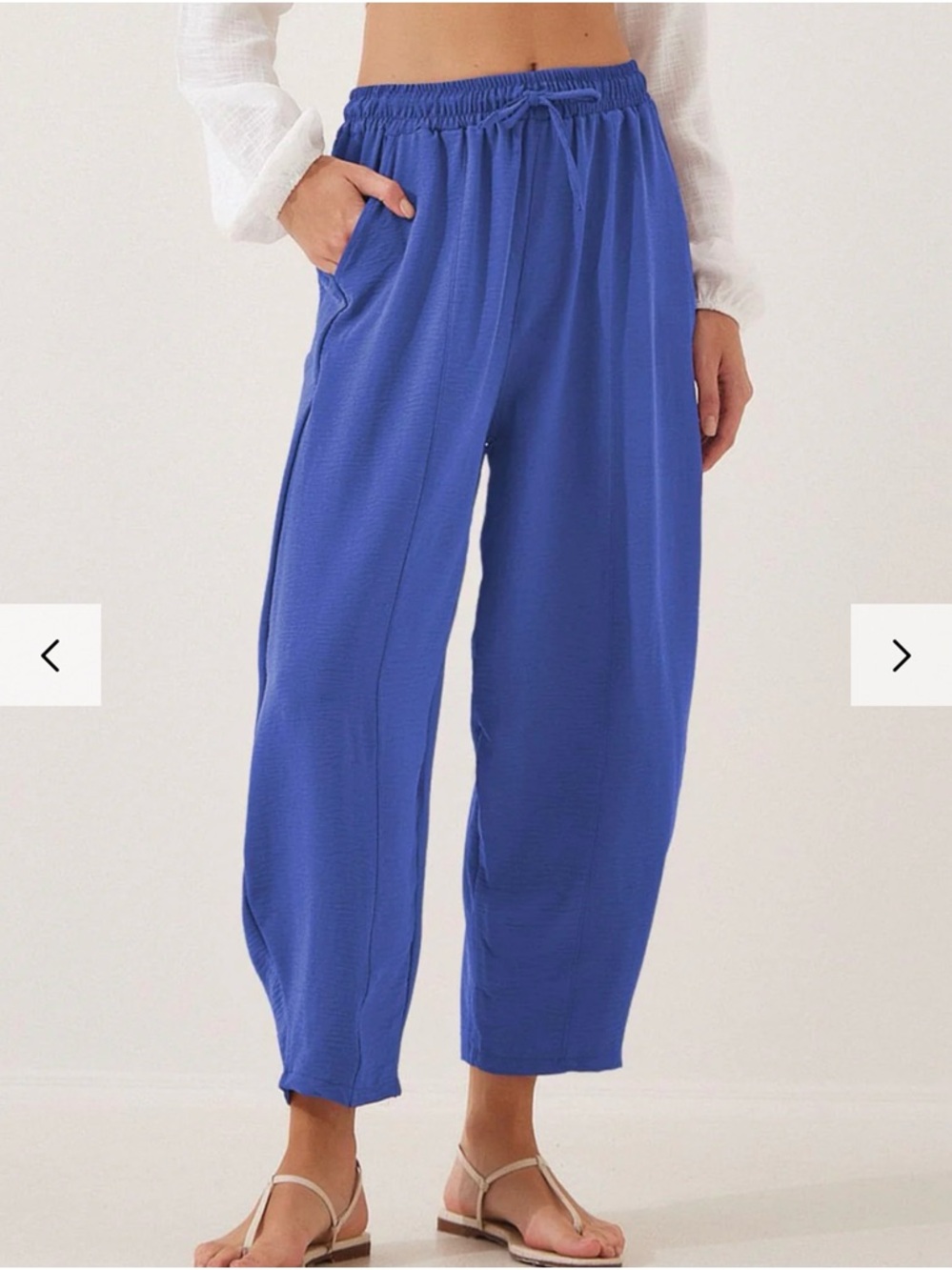 NWT Zenana Relaxed Drawstring Blue Wide-Leg Pants